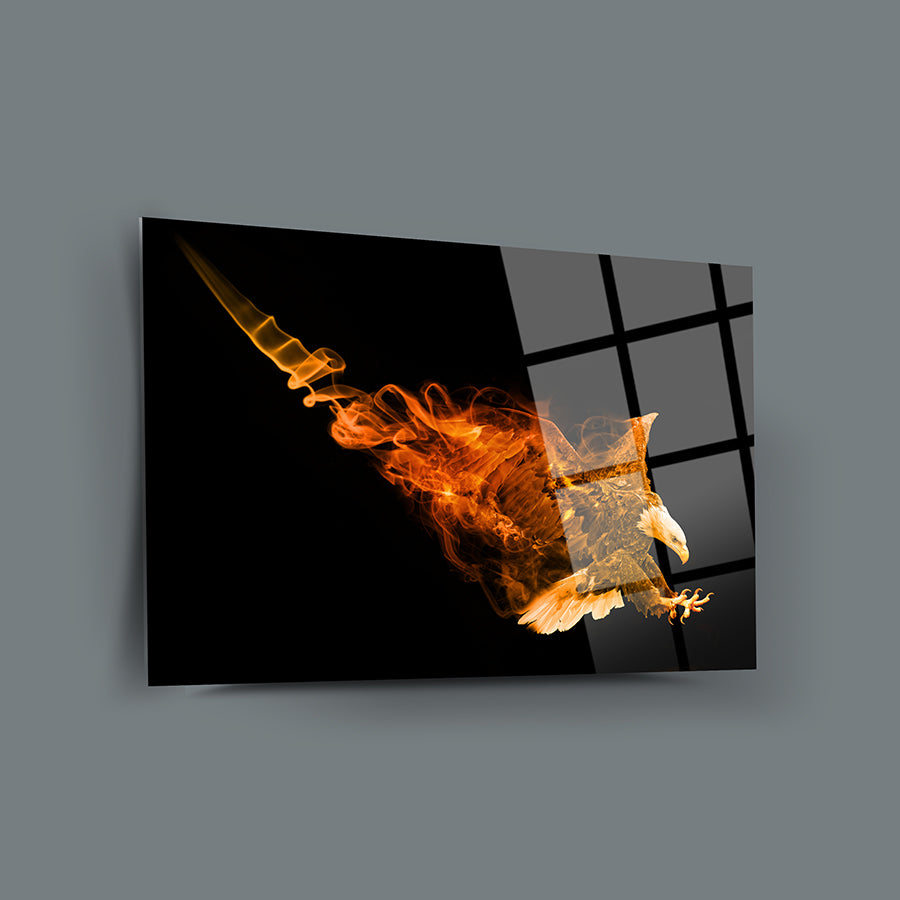 Duman Kartalı Cam Tablo, şık tasarım ve yüksek kaliteli cam ile modern dekorasyon için ideal.
