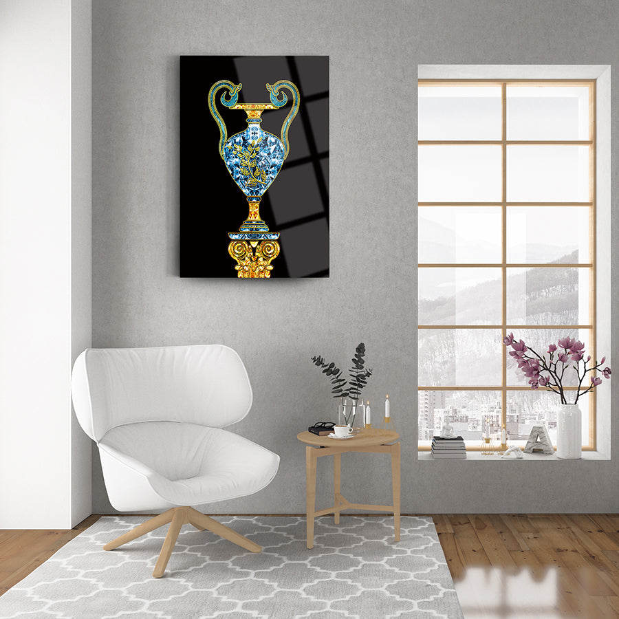 Mısır Vazosu 2 Cam Tablo ile modern oturma alanı, şık tasarım ve dekorasyon görseli.