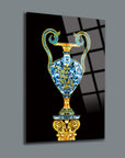 Mısır Vazosu 2 Cam Tablo, renkli UV baskı ile özel tasarlanmış yüksek kaliteli cam dekor.