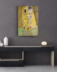 Öpücük Gustav Klimt cam tablo, modern dekorasyon için şık ve dayanıklı sanat eseri.