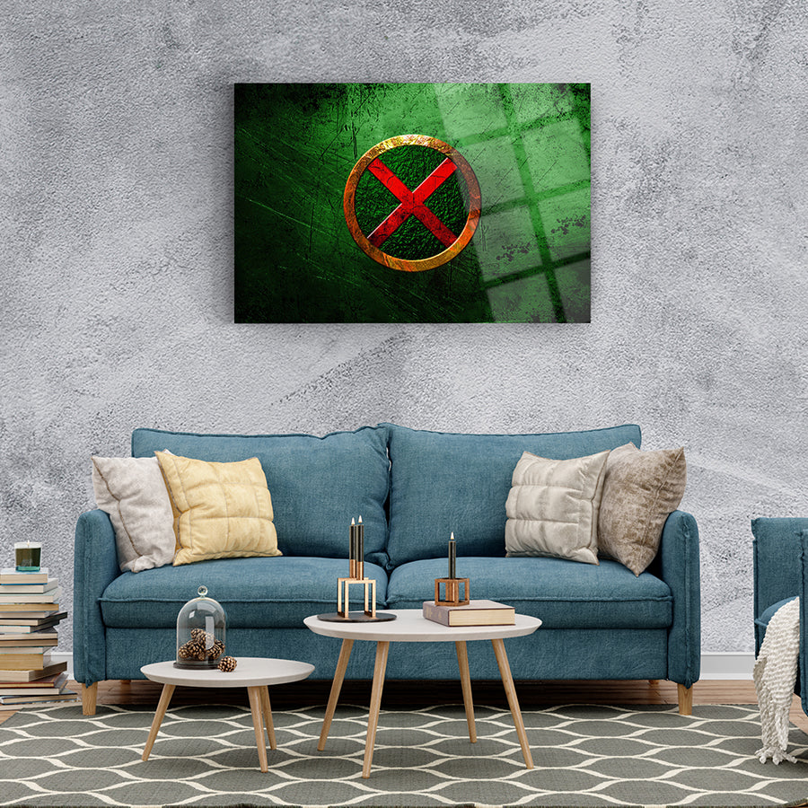 Zehirli Bölge cam tablo, modern oturma odası dekorasyonunda şık ve dikkat çekici bir parça.