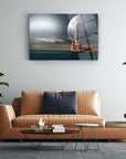 Dolunay Feneri Cam Tablo, 4 mm kalınlıkta yüksek kaliteli UV baskı ile tasarlanmış modern dekor.