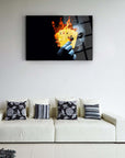 Joker Kare As Cam Tablo featuring flaming playing cards, perfect for modern home decor.