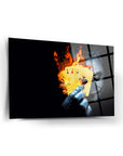 Joker Kare As Cam Tablo featuring fiery playing cards and a mysterious figure, high-quality tempered glass design.