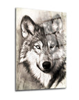 Yaşlı Kurt Cam Tablo - Yüksek kaliteli UV baskı ile tasarlanmış, şık ve dayanıklı wolf art decor.
