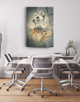Elegant Kedi Kraliçe Cam Tablo displayed in a modern office setting, enhancing decor with artistic flair.