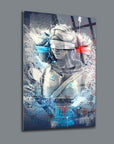 Striking artistic cam tableau featuring a figure with blindfold, vibrant colors, and abstract graffiti background.