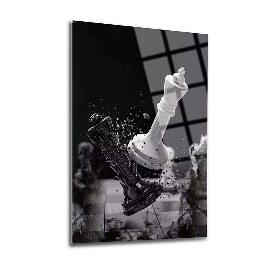 Şahların Savaşı Cam Tablo: Yüksek kaliteli UV baskı, benzersiz tasarım, 10 kat kırılmaya dayanıklı özel cam.