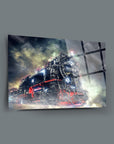 Kuzey Treni Cam Tablo featuring a vibrant steam locomotive design with dramatic lighting and effects.