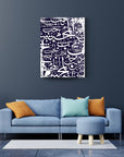 Muhabbet Cam Tablo hanging above a modern sofa in a stylish living room decor.