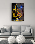Stylish Haya Cam Tablo art piece displayed above a modern couch with decorative pillows.