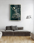 Elegant Fatiha Suresi 1 Cam Tablo on a wall above a stylish sofa, showcasing unique calligraphic design.