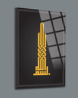 Kufi Bağışla Allahım Cam Tablo, özel UV baskı ile tasarlanmış modern dekoratif sanat eseri.