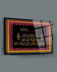 Hac Suresi Cam Tablo with colorful UV print on high-quality tempered glass, enhancing any decor.