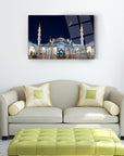 Süleymaniye Cami Cam Tablo, 4 mm kalınlığında, UV baskı ile özel tasarlanmış, modern ev dekoru.