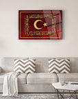 Osmanlı Sancağı Cam Tablo, kaliteli UV baskı, şık ev dekoru, kırılmaya dayanıklı cam ile hazırlanmıştır.
