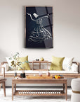 Stylish Fatiha Suresi 3 Cam Tablo featuring elegant designs in a modern living room setting.
