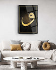 Vav 2 Cam Tablo with gold lettering on a black background, stylishly displayed in a modern living room.