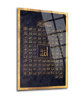 Esmaül Hüsna İsmi Azam 2 Cam Tablo with gold accents and black background, featuring elegant UV print.