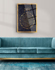 Elegantly designed Bereket Duası glass wall art in a stylish living room setting.