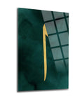 Elif 5 Cam Tablo with gold design on a dark green background, high-quality tempered glass perfect for decor.