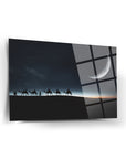 Hicret Cam Tablo featuring camel silhouettes against a moonlit sky, printed on tempered 4mm glass by SRD Concept.