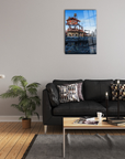 Kasaba 1 Cam Tablo featuring an industrial scene, enhancing modern interior decor with high-quality UV printing.