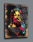 Colorful artistic depiction of a classical bust highlighting vibrant paint splashes.