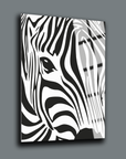 Zebra gözleri cam tablo, yüksek kaliteli UV baskı ile tasarlanmış şık ve dayanıklı dekoratif ürün.