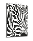 Zebra gözleri cam tablo, yüksek kaliteli temperlenmiş cam, UV baskı ile özel tasarım, modern iç mekan dekoru.