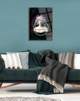 Medusa Cam Tablo displayed above a modern sofa in a stylish living room design, highlighting contemporary art.