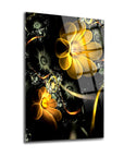 Sarı çiçek cam tablo, modern dekorasyon için UV baskı ile tasarlanmış yüksek kaliteli düz cam.