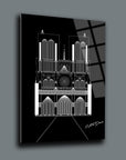 Notredame Cam Tablo with intricate black and white design, showcasing the iconic cathedral architecture.