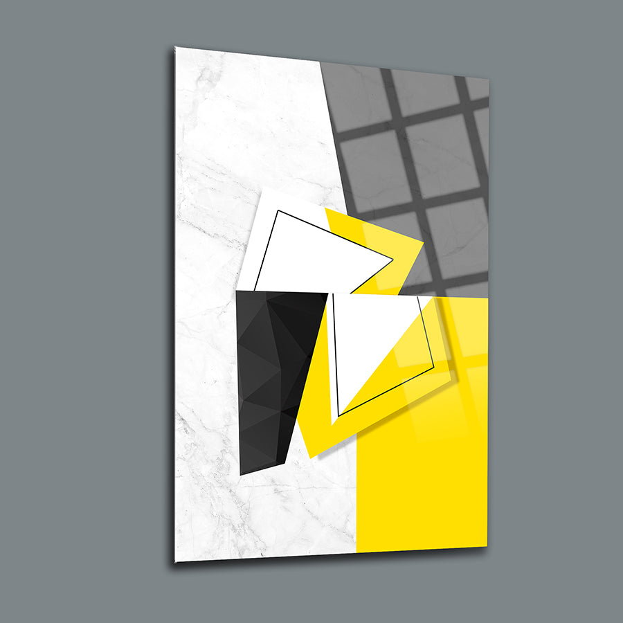 Sarı Siyah 3'lü Set Cam Tablo, modern tasarımla şık bir dekorasyon unsuru, 4 mm kalınlığında yüksek kaliteli cam.