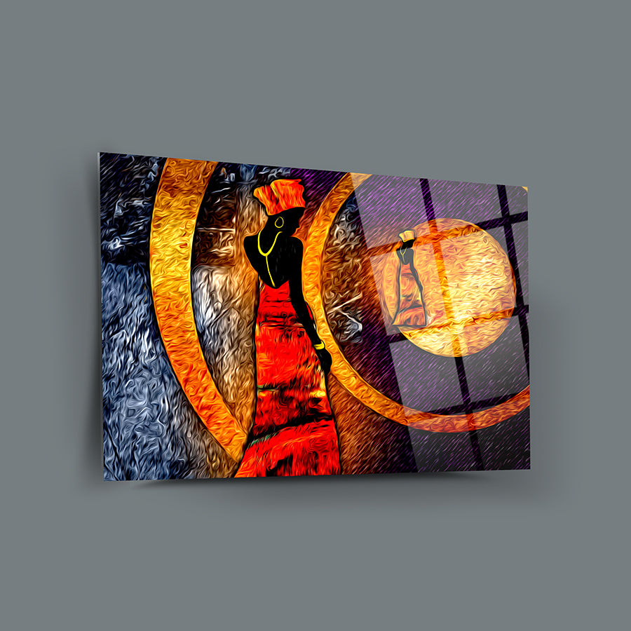 Afrikalı Kadın 1 Cam Tablo; şık, zarif tasarımlı, 4 mm kalınlığında temperlenmiş yüksek kaliteli cam.