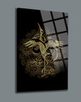 Elegant golden stork design on black glass canvas by SRD Concept, showcasing intricate artwork and high-quality craftsmanship.
