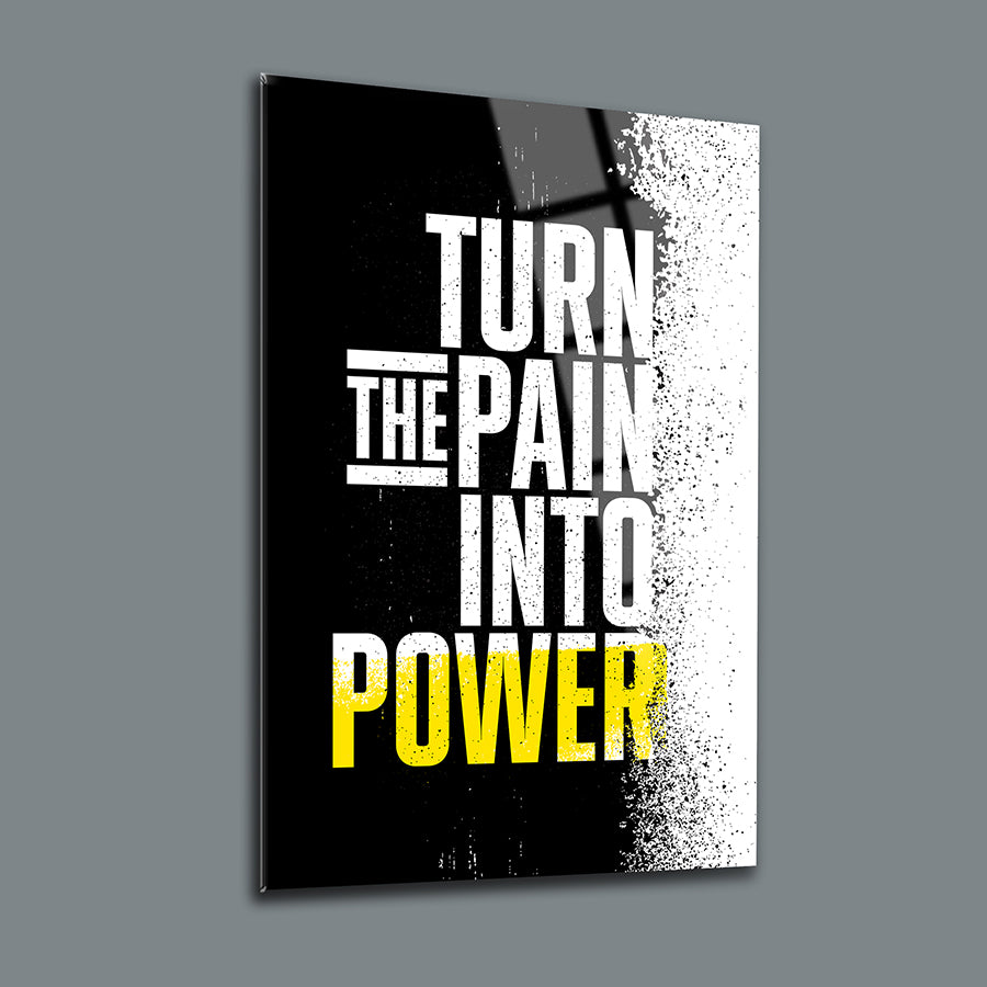 Acıdan Güce Cam Tablo, ilham verici tasarım, UV baskı, yüksek kaliteli temper cam.