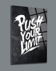 Framed motivational art print with the phrase 'Push Your Limit' on a textured dark background.