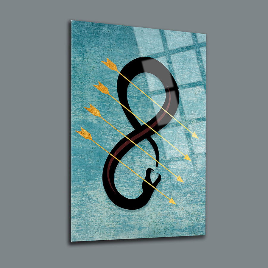 Yılan Okları Cam Tablo, temperli cam, şık ve özel tasarım, UV baskı ile ilgili yüksek kaliteli sanat eseri.