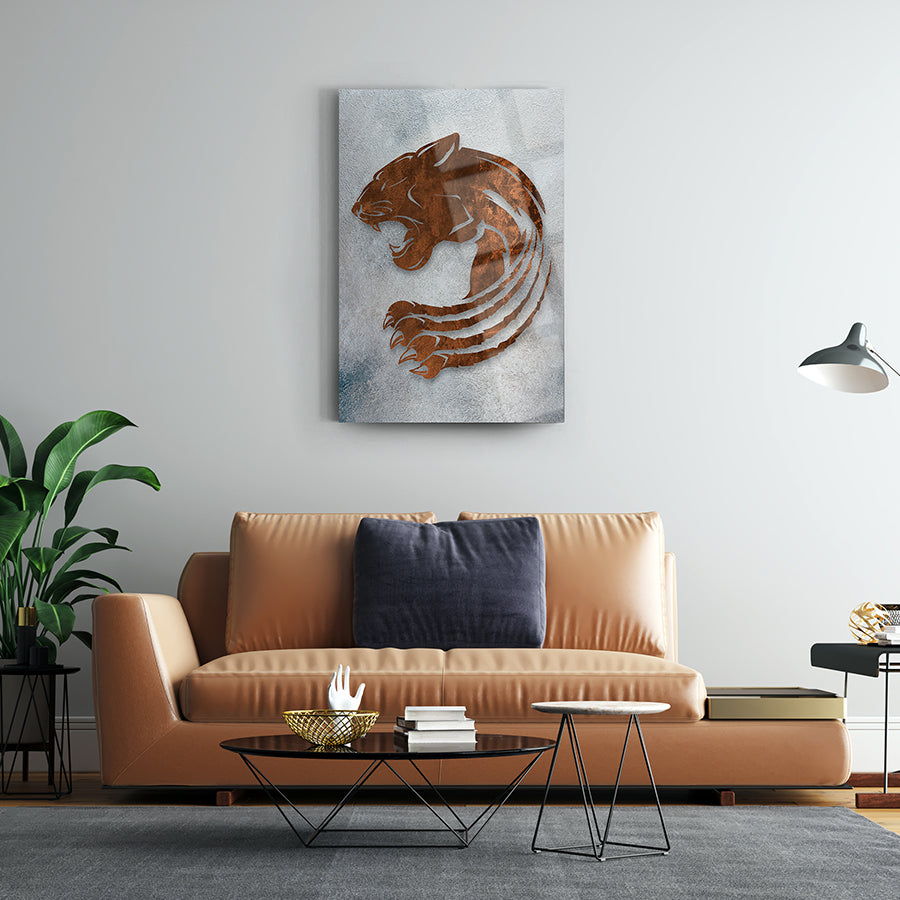 Leopar Pençesi Cam Tablo, şık iç mekan dekorasyonu için UV baskı tekniğiyle tasarlanmış özel cam tablo.