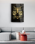 Stylish Yavru Kaplan Cam Tablo featuring a golden tiger design, perfect for modern home decor.
