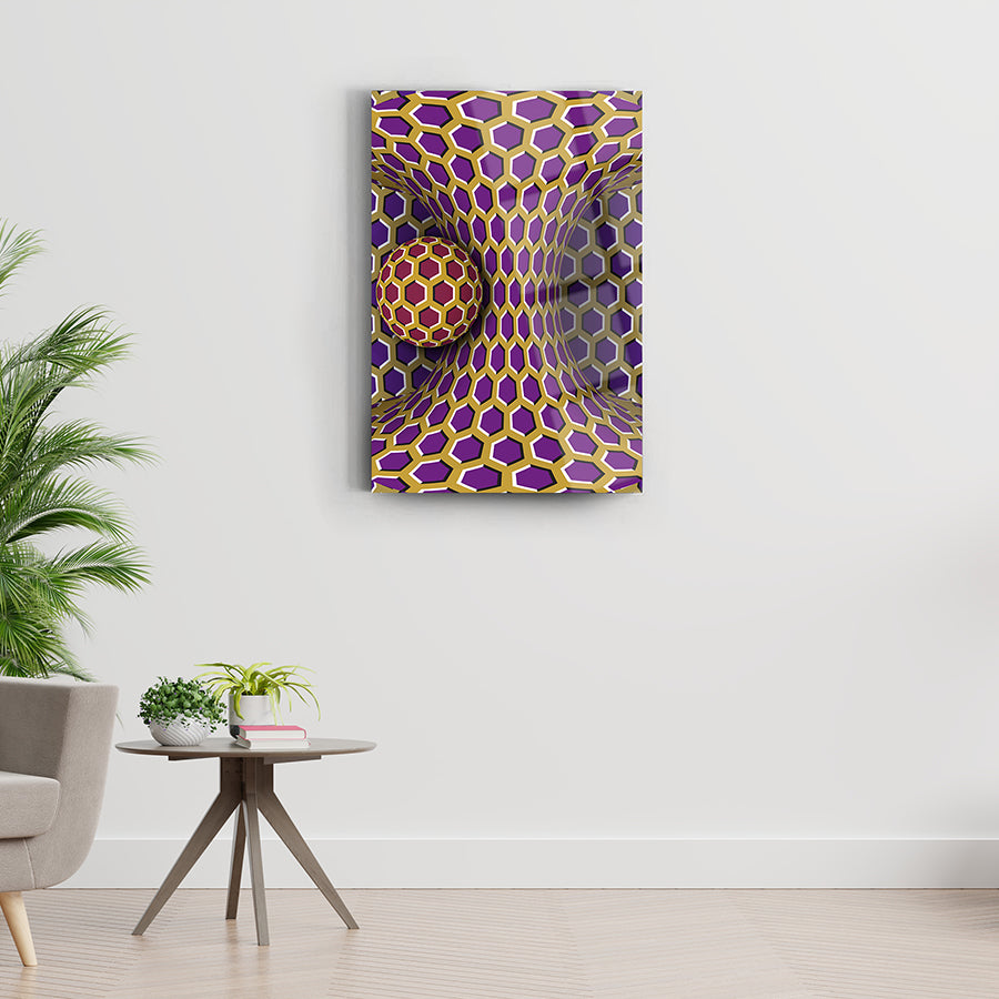 Üç boyutlu hollanda efektiyle tasarlanmış cam tablo, modern dekorasyon için ideal.