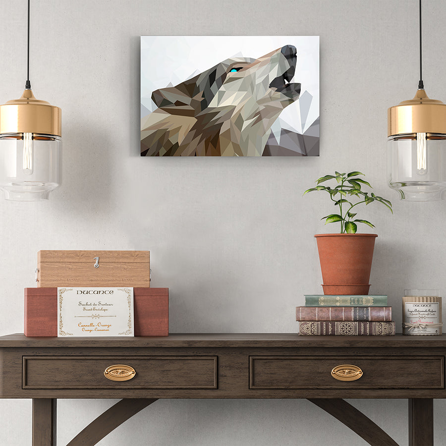 Uluyan Kurt Cam Tablo, modern dekorasyon için yüksek kaliteli UV baskı, 4 mm temperli cam.