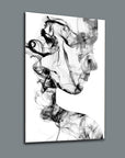 Abstract smoke art depicting a silhouette in black and white, perfect for modern decor and artistic inspiration.