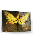 Anka Kızı Cam Tablo with fiery wings and striking colors, showcasing a dynamic and artistic design.