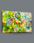 Vibrant Mandala Renkleri Cam Tablo with UV printing on high-quality tempered glass.