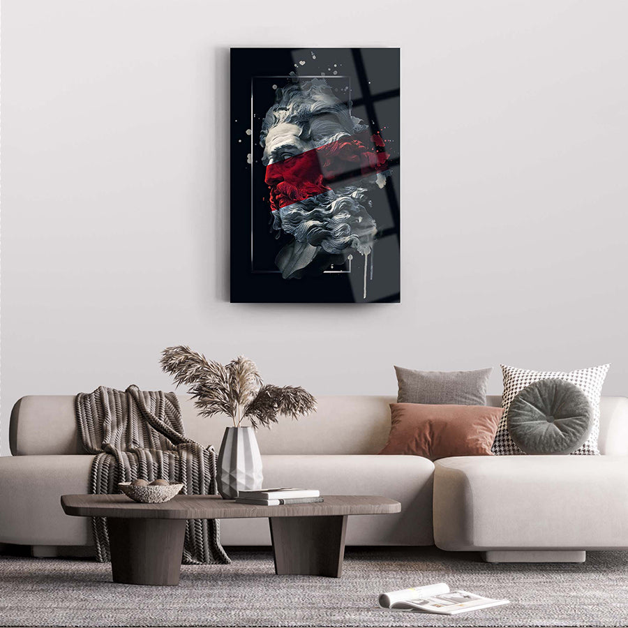 Modern Poseidon 2 Cam Tablo artwork displayed in a stylish living room setting, showcasing vibrant colors and design.