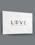 Modern cam tablo featuring the word 'LOVE' with a heart, motivational wall art for home decor.