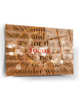 Odaklan Cam Tablo with artistic design featuring the word 'focus' in red on a blurred background.