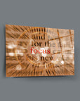 Odaklan Cam Tablo with a blurred background featuring the word 'focus' in bold red text.